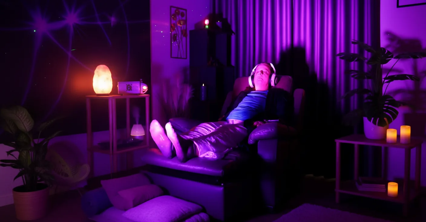 Light Mandalas wellness room with purple light for space harmonizing systems